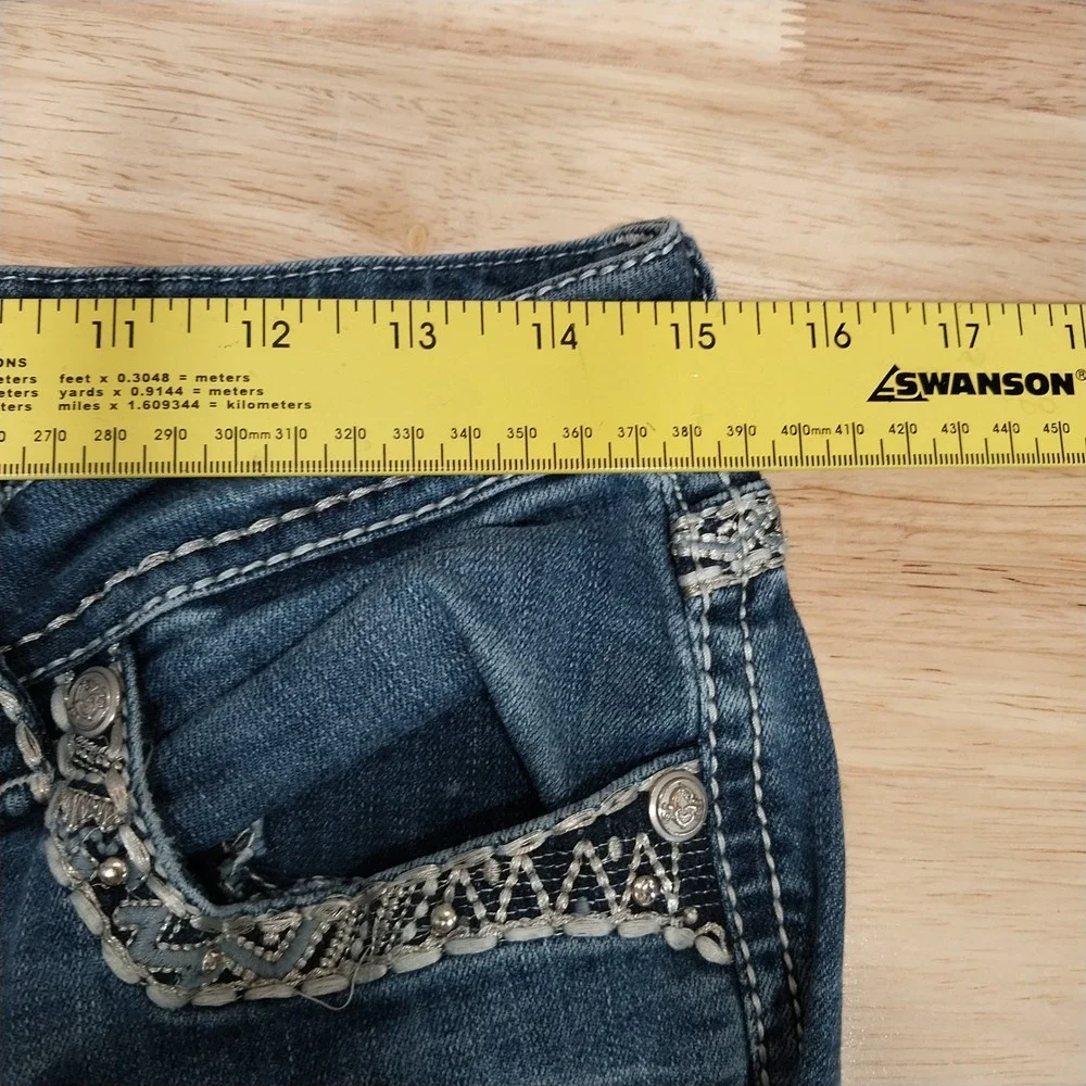 Grace in LA Jeans Women Bootcut Distressed Stretch Denim 30 Blue